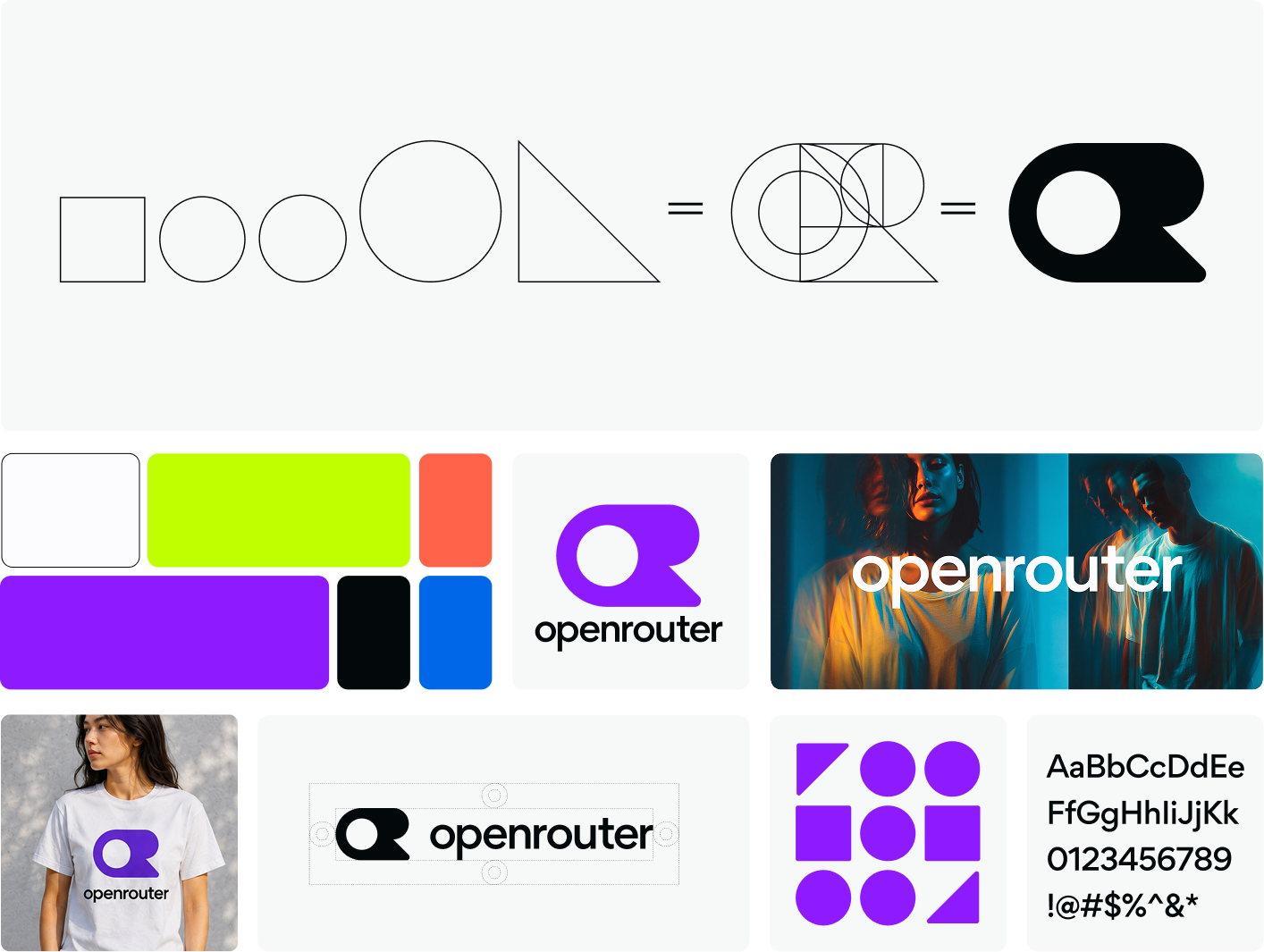 OpenRouter brand element grid (light mode)